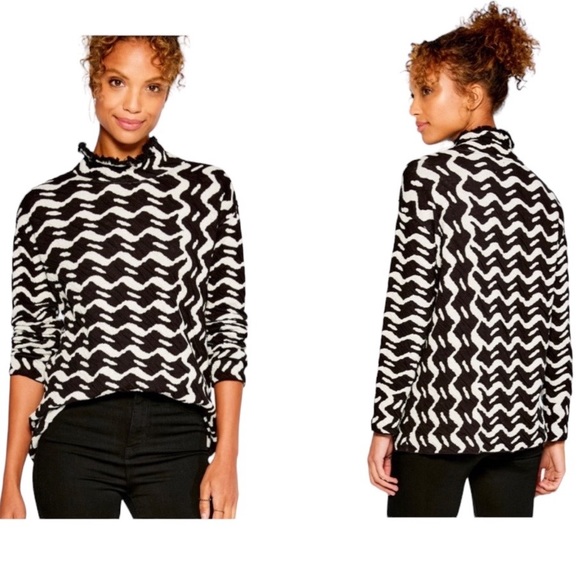 NIC+ZOE Opposites Attract Sweater Black & White Mock Neck Long Sleeve Size M - Picture 14 of 14